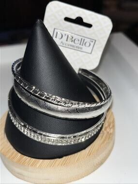 D'Bello Bracelet Textured Boho Silver-tone Bangles Free Ship! (B3)